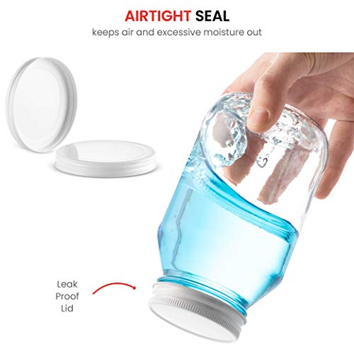 Glass Mason Jars 32 Ounce 1 Quart Regular Mouth, Metal Airtight Lid