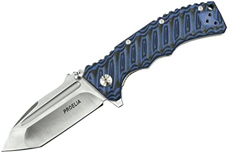 8.5" Blue &amp; Black G10 handle, D2 Steel Stonewash Tanto Blade