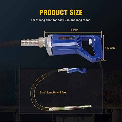 BEAMNOVA Electric Concrete Vibrator Hand Held 13000 VPM 4.9 Feet Shaft