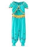 JiaDuo Princess Jasmine Costume for Girls Halloween Party Dress Up 7-8 Years