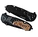My Personal Memories Engraved Personalized Wood Handle Rescue Pocket Knife - Father's Day Groomsmen Gifts - All Black Knife