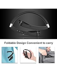 Auriculares Bluetooth EGRD 30 Hrs con correa para el cuello inalámbrica, diseño con auriculares retráctiles plegables para teléfonos móviles como iPhone XS Max 8 7 Plus Samsung Galaxy S9 Note 8 (negro)