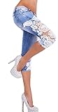 Ibagstyle Womens Lace Crochet Sexy Cutout Low Waist Skinny Pencil Capri Shorts Jeans