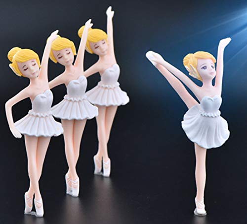 HYSTYLE 4 Pcs Dancing Ballerina Girl Figurine, Miniature Ballerina Girl Figure Collection Playset Doll Toy, Ballerina Girl Cake Topper, Ballerina Girl Plant Pot Craft Dollhouse Decoration, Cake Decoration, Landscape Scenes