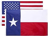 Cascade Point Flags Nylon 3x5 FT State & American Flag Combo Pack - Oxford 200D & 210D Nylon - Durable & Lasting - 4 Stich Hemming. Vivid & Fade Resistant (Texas+USA)