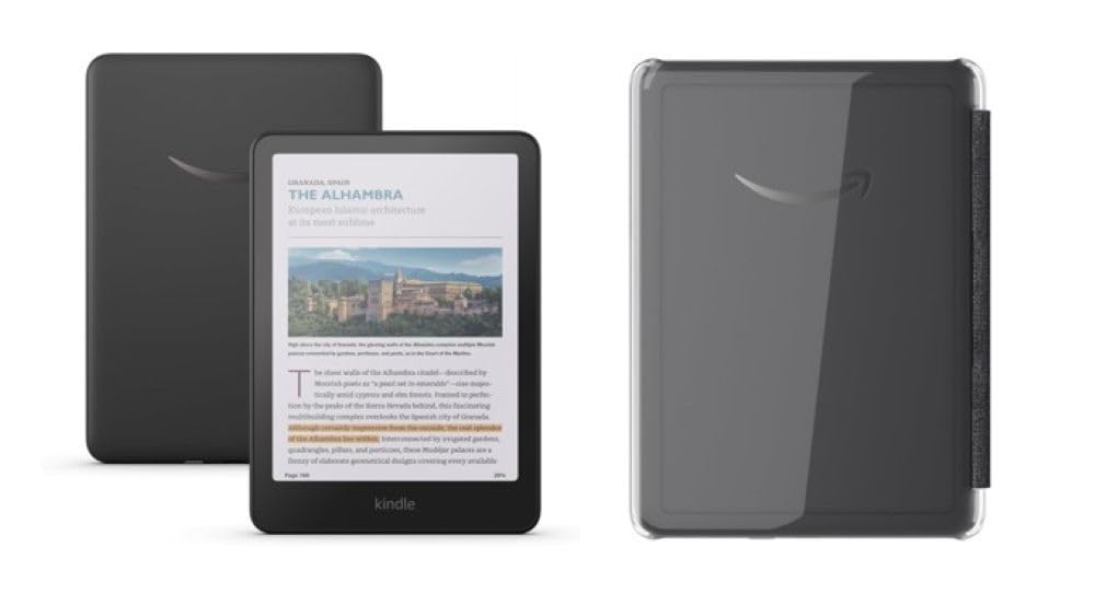 Kindle Colorsoft Clear Case Bundle: Includes Amazon Kindle Colorsoft 16 GB, No Ads (newest model) | Black & Clear Back Case | Black