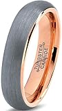 Charming Jewelers  18K Rose Gold Plated Domed Brushed Tungsten Wedding Band Ring, 5mm