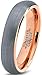 Charming Jewelers  18K Rose Gold Plated Domed Brushed Tungsten Wedding Band Ring, 5mm