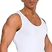 LISH Men's Slimming Light Compression Tank Top Shirt - Sleeveless Body Shaper Shirt for Weight Loss (White, XL)