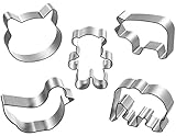 Kemsten Animal Shaped Cookie Cutters 5 Piece Set (Bear, Elephant, Bird, Pig, Cat)