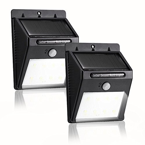 Solar Lights 12 LED Waterproof Motion Sensor Outdoor Light for Patio, Deck, Yard, Garden with Motion Activated Auto On/Off (2-Pack)