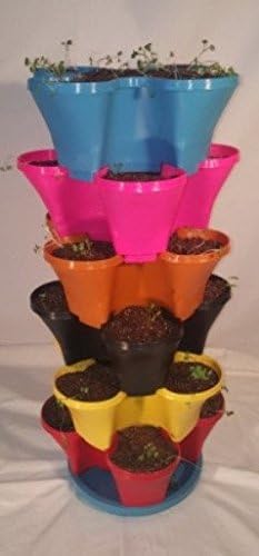 OneDerGrow Quest, Large 15 Inch, Multi-color, 5 Tier Stackable Planter, Vertical Garden, 8 Quarts per Tier