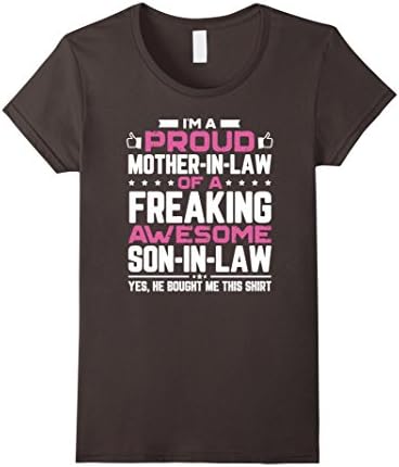 Women's I'm a Proud Mother In Law Freaking Awesome Son Mothers Day T Large Asphalt