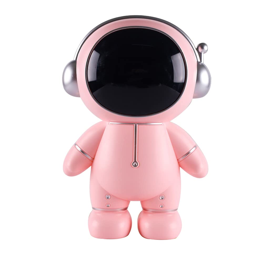 Hosoncovy Astronaut Piggy Bank Coin Bank Spaceman Money Box Astronaut Figurine Decor Desktop Sculpture Statue (Pink)