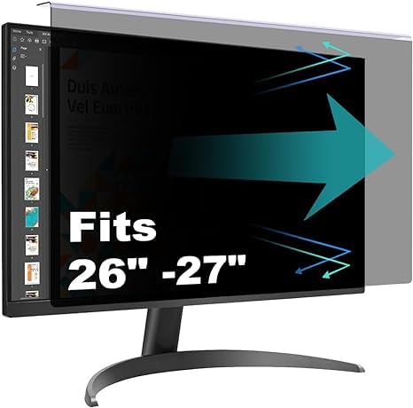 Pozlle 27-inch Anti-blue light Computer Privacy Screen Filter - Fits diagonal 25,26,27 Inch Widescreen Desktop Monitors (16:9) Removable Suspended Acrylic Protector and Anti-Glare Technology
