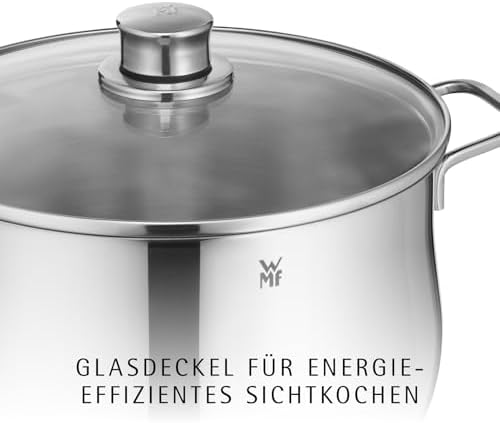 Diadem Plus Kochtopf Induktion 24 cm – 6,5 l großer Fleischtopf aus Cromargan Edelstahl mit Glasdeckel, hohem Rand, spülmaschinenfest, langlebig und unbeschichtet für gesunde, leckere Mahlzeiten