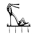 Decorative Wall Mounted Stiletto Shoe Hook Key Rack Organizer for Key Jewelry Hanging, 4-Hanger Black Metal, Elegant Bejeweled