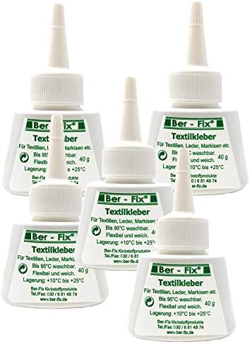 Ber Fabric Glue Pack of 2 Washable with mini sponge 5 x 40 ml, Clear