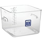 Rubbermaid Commercial Products 1980997 Square Plastic Food Storage Container, Blue Label, 12 quart, Clear