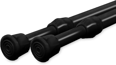 JJ PRIME Extendable Curtain Pole No Drilling Tension Rods Telescopic Black