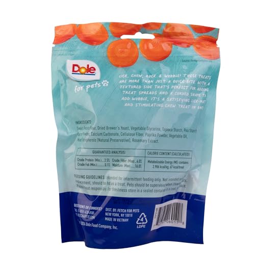 DOLE FOR PETS FRESHLY FETCHED LASTING CHEW, CARROT FLAVOR DOG TREATS, SMALL BREEDS, NO WHEAT, CORN, SOY, ARTIFICIAL FLAVORS, COLORS, OR ANIMAL PRODUCTS, 8 OUNCES, 10 CHEWS