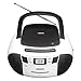 Jensen CD-545MP3 Black/White Top-Loading CD/MP3 AM/FM Radio Cassette Player, and Recorder Boombox Home Audio, Aux, Headphone (Black/Matte White)