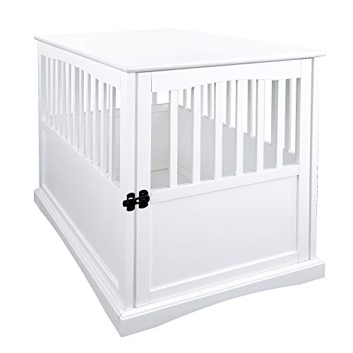 Casual Home Wooden Large Pet Crate, End Table, White 36.50" x 24.00" x