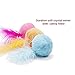 Interactive Catnip Cat Toys Ball Plush Cat Toy with Feathers and Bell Inside for Kitten in Gift Box by PetJollies (Pack of 3 )