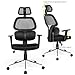 Ergonomic Office Chair Mesh Computer Desk Chair High Back Swivel Task Executive Chairs with Lumbar Support Adjustable Backrest Headrest Armrest Seat Height for Home Office Conference, Black TIKI-14