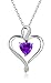 Caperci Mothers Day Gifts Sterling Silver Heart Pendant Necklace Made with Heart Created Gemstone, 18''