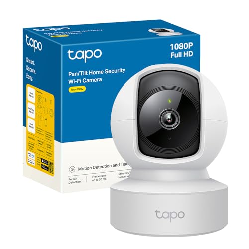 Tapo C202 1080P WiFi/Ethernet Camera Indoor Surveillance Camera with Person Detection Two-Way Audio Compatible with Alexa and Google Assistant for Baby/Pets