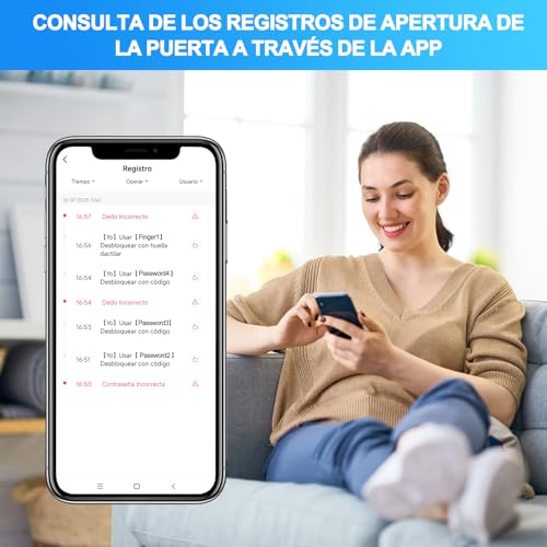 LOKOOY Cerradura Inteligente,Cerradura Electrónica 5 en 1,TUYA App Bluetooth,Huella Digital,Contraseña,Llave física,Tarjeta IC,Protección con Contraseña,Cerradura de Seguridad Fácil de Instalar(Negro)