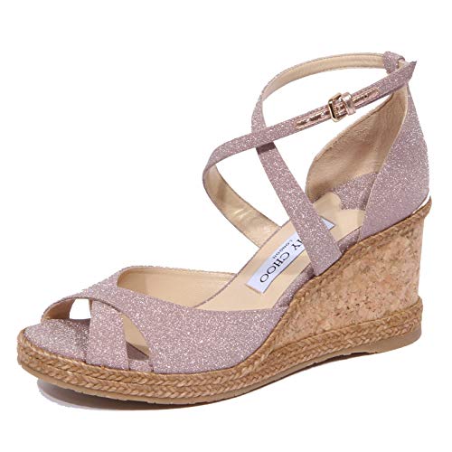 JIMMY CHOO 1929J Sandalo Donna Pink Ballet Alanah Zeppa fine Glitter Shoe Woman