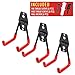 3pcs Garage Hanger Hooks for Hanging Ladder Hose Extension Cord Shovel Bike Chair Garden Tools, [UPGRADE VERSION] Wall Mount Organizer Storage Holder with Longer Screws Included and Anti Slip Rubber
