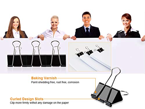 Binder Clips 1.6-Inch Large Paper Clamps, 24 Pack (1.6"- Black)