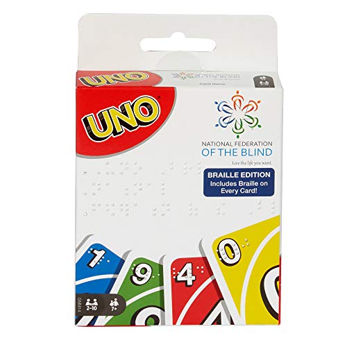 Mattel Games UNO Braille Card Game for Kids & Adults with Cards
