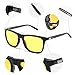 HD Night Vision Polarized Sunglasses Square Yellow Lens Aluminum Magnesium Temple Spring Hinges Driving Sun Glasses Men Women Classic Retro Glasses (Night Vision Lens/Bright Black Frame)