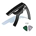 UKULELE CAPO - 4 String for Soprano, Concert Ukulele Zinc Alloy Professional Capo Lightweight Feeling with 2pack Ukulele Felt Picks (Black)