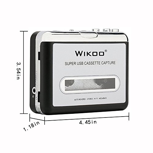 Wikoo-Cassette-Tape-to-MP3-CD-converter-via-USB-Portable-USB-Cassette-Tape-Player-Walkman-Captures-MP3-Audio-Music-Compatible-with-Laptops-and-PC-Convert-Tape-Cassettes-to-MP3-Format-Silver