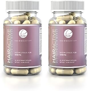 HAIRWORTHY - Fastest Acting Hair Growth Vitamins. 100% Natural Supplement for Longer, Fuller & Thicker Hair. Reduce Hair Loss, Promote Hair Regrowth, with Biotin & Folic Acid. for Men & Women.