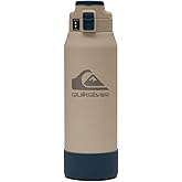 Quiksilver Redondo 32oz Double Wall Stainless Steel Water Bottle, Reusable Sports Bottle with Leak-Proof Lid, Non-Slip Rubber Base, Carrier Handle, insulated Tumblers, 24H Hot & Cold Beverage