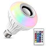 LightMe Intelligent E27 LED White + RGB Light Ball Bulb Colorful Lamp Smart Music Audio Bluetooth 3.0 Speaker with Remote Control for Home, Stage(White-3)