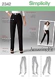 Simplicity Amazing Fit Pattern 2342 Misses Miss Petite Pleated Pants, Sizes 6-8-10-12-14