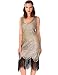 Women's Roaring 20s V-Neck Gatsby Dresses- Vintage Inpired Sequin Beaded Flapper Dresses (M, Dark Beige+Gold) primary