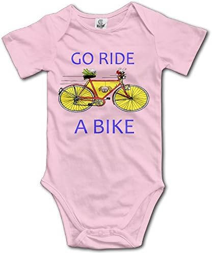 GO RIDE A Colorful Bike 100% Cotton Infant Funny Go Short Sleeve Baby Climb Jumpsuit Baby Bodysuits Pink
