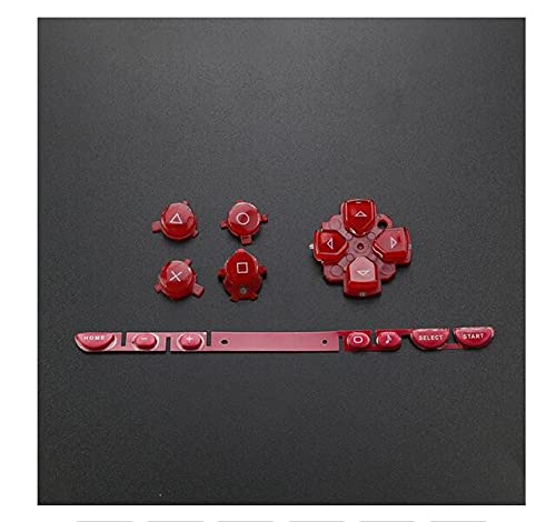 Replacement Left Right Buttons Kit ABXY D-Pad Rubber Button Direction Button Set for PSP 1000 Console-Red.