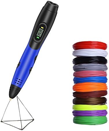3D Pen with PLA Filament, Wisteke 3D Printing Printer Drawing Pen with LCD Screen and 12 Colors 120 Feet 1.75mm PLA Filament, 3D Print Pen is Perfect DIY Gift for Kids, Adults (Blue)