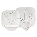 Corelle Square Simple Lines Square 16-Piece Dinnerware Set, Service for 4, Black/White