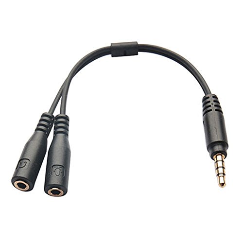 OutstandingÂ® Generic Male to 2 Female Earphone Microphone Adapter Audio Cable for iPhone