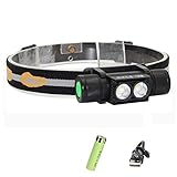 Whaitfire USB Rechargeable LED Headlamp XM-L2 1600 LM Waterproof Headlight Light ( for Running, Camping, Hiking, Cycling, Caving), Compact, Adjustable Headband, 18650 Battery Included